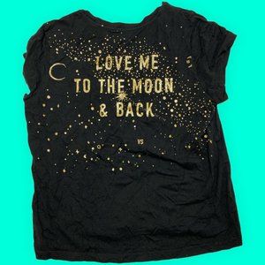 Victoria's Secret Women’s Love Me To The Moon & Back Tee Black Size L